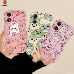 (Lokal Ready) PENGER Casing hp OPPO A17 A17k A16 A16s A54s A16k A16e A12 A5s A7 A11K A1K A57 A77S A53 2020 A3s A12e A33 A31 A52 A92 A54 Reno 8T 4G Reno 5F Couple Lucu Pasangan Kartun Babi Kelinci Frog 3D Wavy Curved Edge Case