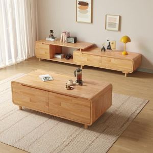 Solid wood TV cabinet small-sized modern and simple household floor cabinet coffee table combination storage cabinet integrated storage cabinet