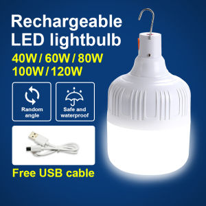 Led Light Bulb Waterproof Rechargeable Dimmable Emergency Lights Portable LED Hanging Night Light Bulbs Outdoor Market Garden Camping LED Light