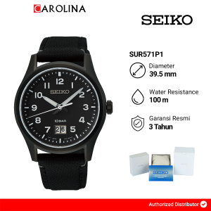 Jam Tangan Pria Seiko Classic SUR571P1 Black Dial Black Nylon Band
