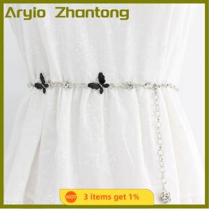 Aryio Hợp Thời Trang Bướm Trang Trí Kim Loại Chuỗi Vành Đai Có Thể Điều Chỉnh Thanh Lịch Mỏng Cơ Thể Eo Chuỗi Ăn Mặc Áo Len Mặt Dây Chuyền Trang Trí Vành Đai Quà Tặng