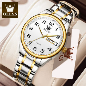 OLEVS Mens Watch Waterproof Quartz Original Calendar Business Analog Digital Stainless Band Authentic Watch For Men