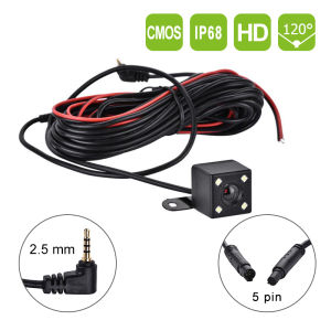 กล้องมองหลัง Rear Camera 5 Pin ลังสำหรับกล้องติดรถยนต์บันทึก และ ถอยหลัง ยาว 5 เมตร 5 พิน พร้อมไฟ LED 4 ดวง