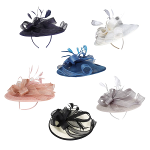 Elegant Styles Sinamay Fascinator Hat With Feather And Adjustable Headbands Hair Ornament For Weddings Derby Event