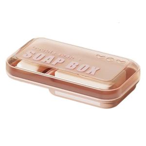 Double Compartment Soap Dish Storage Box With Drain Holes And Lid For Bathroom Travel Dorm Hygienic Storage Organizers