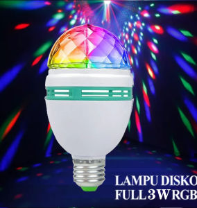 E27 3W Colorful Rotating LED Stage Lamp Double-sided cove Magic Crystal Ball Effect Light for Xmas Party Bar DJ Disco Light