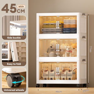 Foldable Storage Cabinet  With Wheel Plastic Storage Cabinet With Magnetic Durabox Wardrobe Snack Cabinet Space Savers