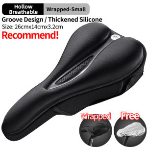 ROCKBROS Silicone Comfortable Bicycle Saddle Hollow Breathable  MTB Bike Seat Cushion Cover Mat Silica gel Saddle Cycling Accessories Part