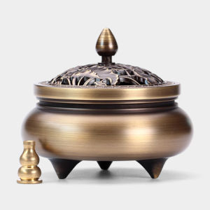 Copper Incense Burner Carved Incense Stick Holder Vintage Insense Burner Insenso Burner With Incense Sticks 檀香 熏香炉 香炉 金属盘香炉 香插 家居摆件