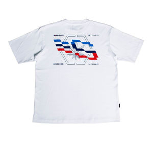 Stoned x M4NTAP _ Racing Flag Tee White thick cotton T-shirt