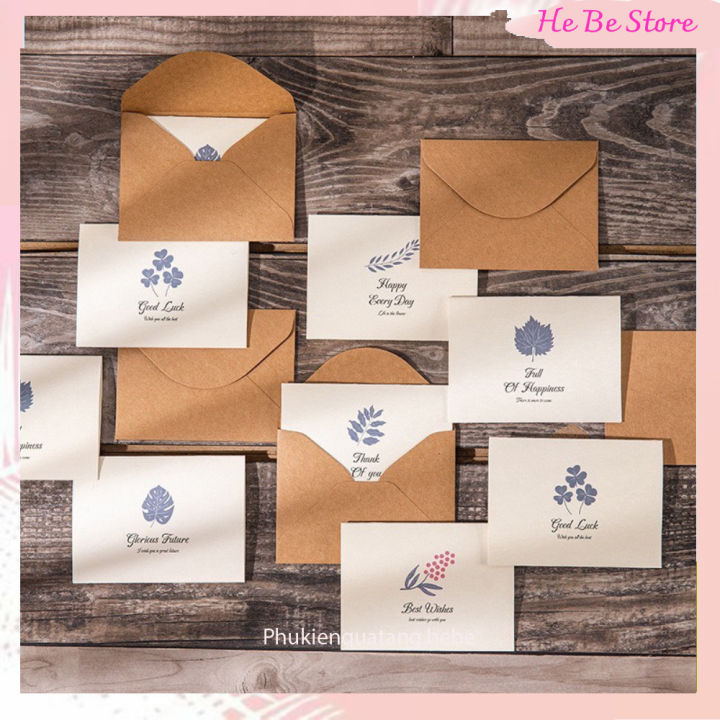 Thiệp Kraft Vintage cành hoa cổ điển cao câp, thiệp giấy chúc mừng ...