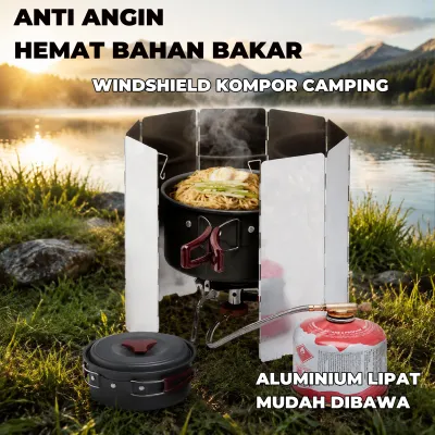 Windshield Kompor Camping Aluminium Portable Outdoor Penahan Angin Kompor