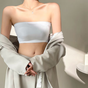 Motovita Solid Color Strapless Bra Ice Silk Seamless Breathable Brassiere Invisible Non-Slip Bralette Tube Top Boneless Lingerie