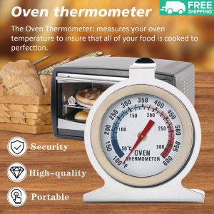 Stainless Steel Oven Thermometer Oven Dial Kitchen Thermometer Instant Read Stainless Steel Thermometer Kitchen Cooking 50-300°C/100-600°F Thermometer Large Dial Baking Tools for Grill Smoker BBQ