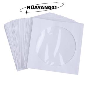 HUAYANG01 [HOT FASHION] Envelopes Storage Clear Window Case Flap White Folded Paper Bag 10 50PCS 12.5CM CD DVD Disc Paper Sleeves