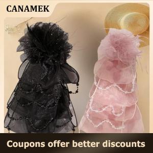 【 CANAMEK 】 Feather Flower Tassel Grasping Clip Exquisite Party Bow Hair Claws Women Shark Clip Headwear Hair Accessories