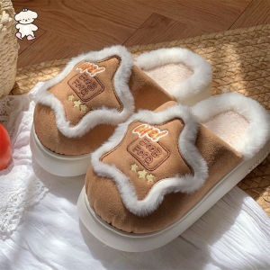 XIXITIAO Womens Soft Platform Warm Cotton Slippers Cotton-Padded Shoes with Velvet Winter New Sweet and Spicy Wind XINGX Baotou Cotton Slippers