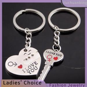 [Hot Sale Jewellery]liuchuanbing 2pcs Fashion Love Heart Key Ring Keyfob Couples Romantic Keychain Lover Gift