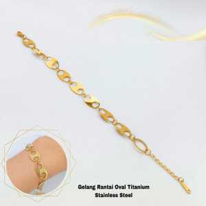 Gelang Rantai Plat Motif Variasi Titanium