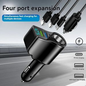TUO29 4 in 1 Dual USB Car Charger Fast Charger 66W Vehicle Mounted Inverter Wide Application USBType-C Auto Phone Charger Car