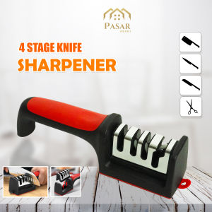 4 Stage Knife Sharpener - Alat pengasah Pisau dan Gunting Dapur - Baja Stainless