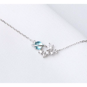 Dây chuyền nữ bạc đính đá zircon dãy thiên hà loại dây ngắn 45cm mắt xích