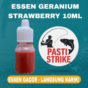 Essen Geranium Strawberry 10 ml - essen gacor ikan mas lele patin umpan jitu galatama dan harian aroma tajam ampuh mancing - food grade