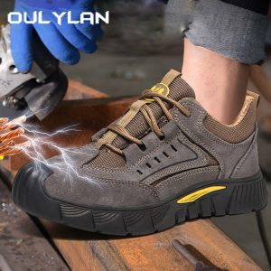 Oulylan Welder Insulated Work Footwear Cowhide Safety Protection Shoes Steel Toe Anti Smashing Boot Men Breathable Light Sneaker