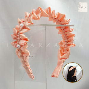 BANDO RUFFLE SATIN MONTE - Bando Kerut Korea Viral Aksesoris Rambut Bahan Satin Awan Bandana Hair Accessories Bayi Anak Mutiara Natal Perempuan Wanita