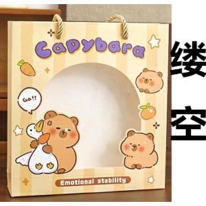Capybara Cute Hollow Transparent Cartoon Tote Bag Paper Bag High Saturation Cute Cartoon Creative Gift Bag Shopping Bag Birthday Gift