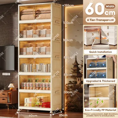 HETEEMALL 40-95CM Foldable Stackable Wardrobe Cabinet with Wheel durabox Plasticclothes storage organizerr cabinet for clothes