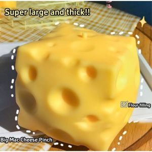 okdeals01 捏捏乐 慢回弹slow rising squishy 解压玩具 Extra Large Size Cheese Squeeze Toy Slow Rebound Super Soft Cheese Stress Ball Venting Ball Ornament Cheese Pinch Office Decompression