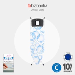 BRABANTIA Ironing Board PerfectFlow with Linen Rack C 124x45cm Steam Generator Rest - Made In Europe
