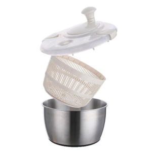 เครื่องคลุกสลัดสองชั้นพร้อมตะกร้าสแตนเลส304ใบสำหรับอุปกรณ์ที่ใช้ในครัวอบแห้งและล้างผักอย่างมีประสิทธิภาพ