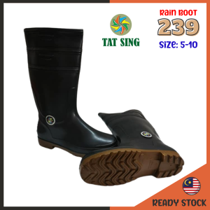 [ READY STOCK ] 239 Tat Sing Black Rain Boot | Water Boots | Safety Boots | Kasut Air Getah |  Kasut Hujan | Hight Cut