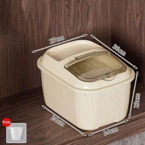 【VIDKHSY Store】【With Wheels & Easy Pour】5/10/15KG Rice Dispenser Airtight Insect Proof Moisture Proof Rice Storage Container Large Clamshell Top Open Food Bucket for Kitchen