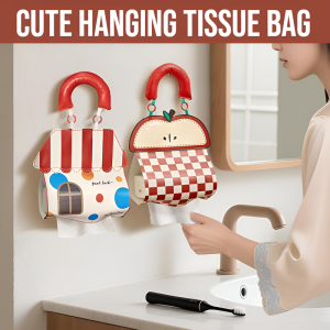 Cute Hanging Tissue Bag Waterproof Wall-Mounted Face Towel Cute Cartoon Car Mounted Tissue Box Leather Hanging Bag
