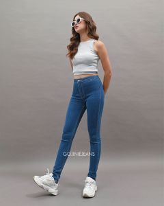 GOJINIEJEANS - Highwaist Skinny Medium Blue - 3784 - BLACK WIDOW