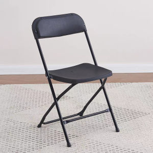 BAIERDI Folding Chair Portable Picnic High Quality Metal Frame Family Dining Guest Chair Black and White