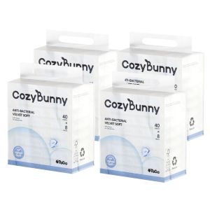 CozyBunny Velvet Soft Antibacterial Facial Tissues (To-Go) 8 Packs x 40 Sheets (4 Ply)