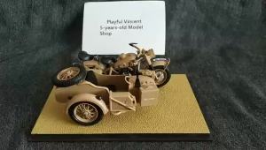 2023Diecast 1:24 Đức R75 mô hình ba bánh chiến tranh thế giới II mô hình quân sự xe máy hợp kim sidecar xe máy xe máy thu nhỏ