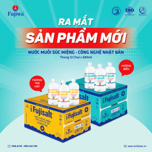 Nước súc miệng ion Muối Fujisalt Nhật Bản Hương Biển 680ml – Thùng 12 chai Giảm viêm họng khử mùi bảo vệ men răng