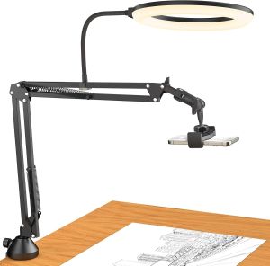 TONOR Overhead Ring Light Kit 10" Ringlight with Heayy Duty Boom Arm and Phone Holder Adjustable Angle Suitable for Video Recording Live Stream Drawing Makeup Nail