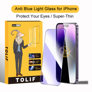 TOLIF Anti Blue Light Screen Protector 9H Hardness HD Tempered Glass for Apple for Iphone 17 Air 16 15 14 13 12 Mini 11 Pro X Xs Max 8 7 Plus Anti Scratch Anti Fingerprint