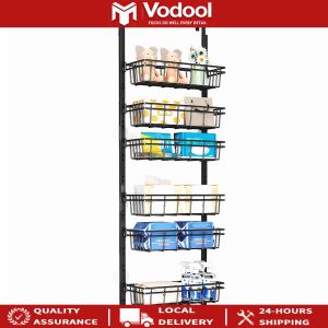 Sturdy Over The Door 6-Tier Storage Organizer with Detachable Spice Racks for Kitchen and Home Organization