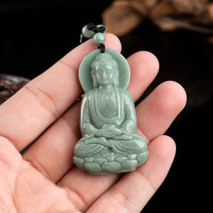 TIMESWIND Natural Jade Green with Certificate Buddha Ice Women Retro Pendant Necklace Y1N