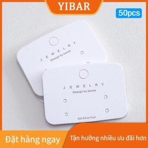 YIBAR 50pcs tối giản các tông màu trắng giấy đóng gói thẻ Bông tai đóng gói thẻ hiển thị DIY Stud Bông tai Giá bán lẻ tag nhãn
