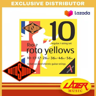 Rotosound R10-7 Roto Yellows 7 String Nickel On Steel 10-56 Electric Guitar Strings (R10-7)