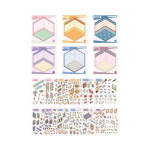 3D Landscape Sticker Book Decorative Sticker Scene Sticker Book Scrapbook Sticker Stereoscopic Cabin Sticker