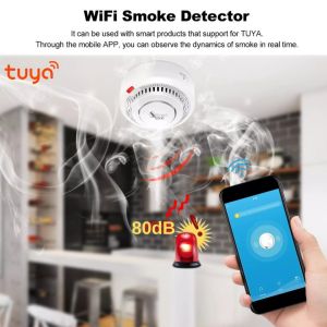 TUYA WIFI Wireless Standalone Fire Smoke Alarm Detector WiFi Smoke Detector Portable Fire Sensor for Home Security Guarding Alarm System
